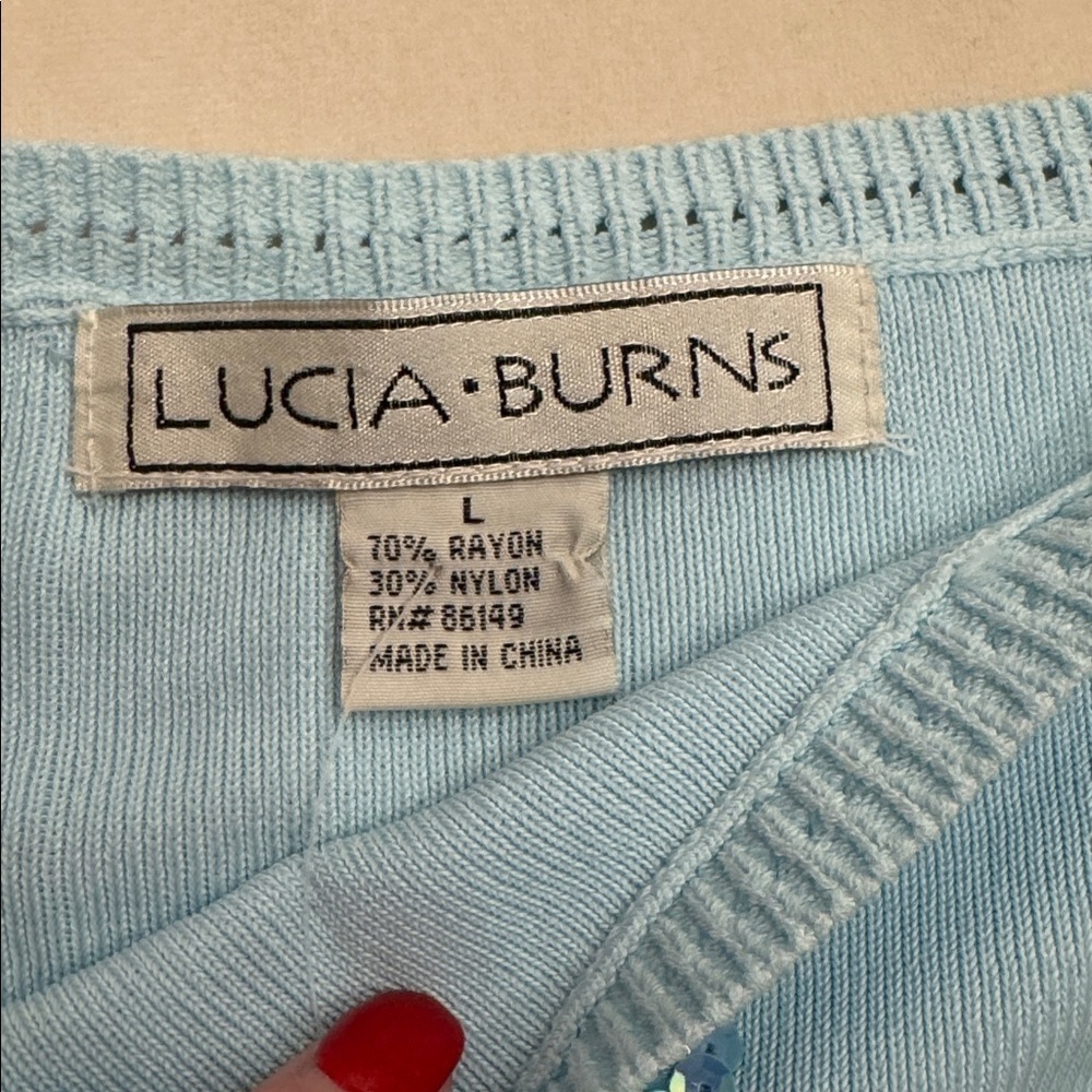 NWT! Lucia Burns Light Blue Sequin Snowman Tank Top, sz L - Picture 4 of 11